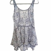 Intimately Free People Blue Sheer Print Voile Slip Tunic Small - £37.36 GBP