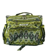 Ju Ju Be Back Pack Diaper Bag Organizer Green and Blue Paisley Many Pockets - $56.42