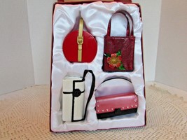 MINI HANDBAG SCULPTURED ORNAMENTS SET OF 4 PURSES CLASSY PUMP BOXED J.C.... - $349.68 MXN