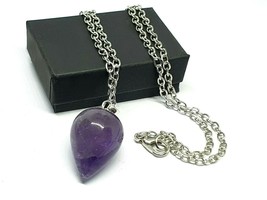Colgante de collar de pera de amatista, piedra preciosa de cristal púrpura,... - £11.30 GBP