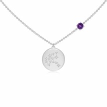 ANGARA 4mm Natural Amethyst Aquarius Constellation Medallion Pendant in Silver - £329.45 GBP+