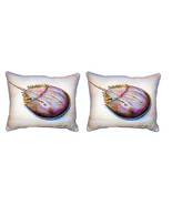 Pair Of Betsy Drake Horseshoe Crab Large Indoor Outdoor Pillows 16 X 20 - £70.05 GBP