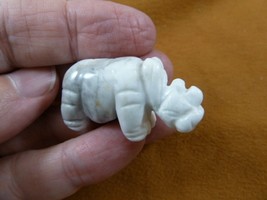 (Y-RHI-575) white Howlite RHINO rhinoceros gemstone FIGURINE carving lov... - $14.01