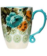 Pioneer Woman ~ ROSE SHADOW ~ 26 Oz ~ 5.5" Tall ~ Turquoise Latte Stonew... - $35.00