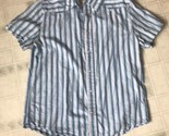 Vintage 90s Levi&#39;s Western Shirt Mens Blue White Stripe Size Large Pearl... - £25.18 GBP
