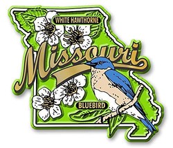 Missouri State Bird and Flower Map Magnet by Classic Magnets, Collectible Souven - £3.82 GBP