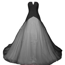 Kivary Gothic White and Black Tulle Strapless Corset Long Bridal Wedding Dresses - £145.08 GBP