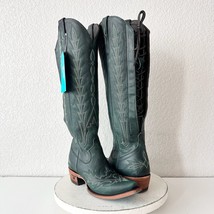 Lane LEXINGTON Green Cowboy Boots Womens 5.5 Leather Western Snip Toe Knee High - $321.75