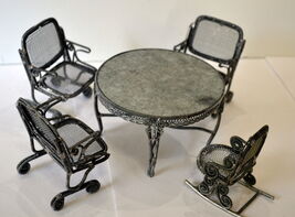 Dollhouse Patio Table &amp; Chairs, Item # 1115, dollhouse furniture, 5 piec... - $22.40