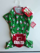 Dog Shirt Green And Red Christmas Lights I LOVE SANTA Size MEDIUM NEW - £15.48 GBP