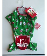 Dog Shirt Green And Red Christmas Lights I LOVE SANTA Size MEDIUM NEW - £15.77 GBP
