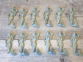 12 Cast Iron Mermaid Hook Wall Hanger Decor Beach Nautical Towel Holder Decor  - £35.88 GBP