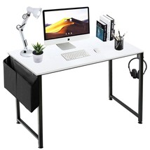 Computer Desk White Writing Table For Small Spaces Home Office 39 Inch Modern St - £75.37 GBP