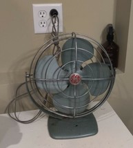 Vintage Mid Century GE Metal Fan Aqua Blue 10&quot; Fan Tested &amp; Fully Works - $69.99