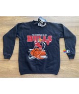 Vintage Starter Chicago Bulls Sweatshirt Mascot Big Logo Youth Kids Blac... - £27.23 GBP