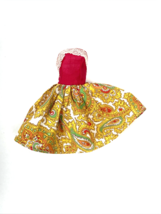 Vintage Barbie Doll Dress Clothes Strapless Paisley Print Lace Clone - $16.00