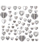 6 Heart Spacer Beads Antiqued Silver Love Jewelry Making Supplies 5mm-20mm - $9.70 CAD