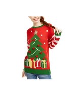 Ultra Flirt Juniors XL Red Green Christmas Tree Crew Neck Sweater NWT AY26 - $33.60 CAD