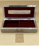 Embossed Aluminum Mirror &amp; Velvet Jewelry Display Box w/Latch Tiger Cub - £18.05 GBP