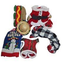 Dog Costume Lot XS Hot Dog Ugly Sweater Sombrero Santa Lumberjack Pajama Harness - £22.94 GBP