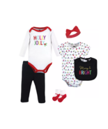 NEW Baby Girl 6 Pc Set Christmas Holiday Merry &amp; Bright Layette sz 6-9 m... - £11.75 GBP