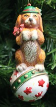 Ksa Circus Dog Performing Trick On White & Green Ball Christmas Tree Ornament - $5.99