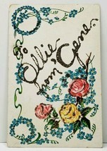 Glitter Decorated To Ollie from Gene c1915 to Sandusky Ohio Postcard J10 - £3.09 GBP