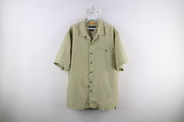 Royal Robbins Mens Large Distressed Geometric Rayon Camp Button Shirt Green - $24.70