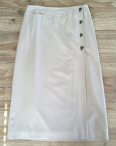 Y2K Rena Rowan Woman 14W Sand Tan Long Length True Wrap Skirt Metal Togg... - $39.00