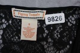 Flying Tomato Women Shirt Small Black Casual Short Sleeve Lace Peplum - £17.91 GBP