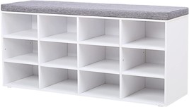 White Dinzi Lvj Cubby Shoe Rack With 12 Cubbies, Adjustable, And Garage. - £89.28 GBP