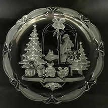 Mikasa Huge Serving Platter Plate Clear Frosted Glass Winter Christmas Scene 14&quot; - £51.92 GBP