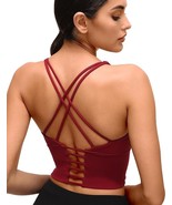 lianshp Cross Back Workout, Yoga Bra, Coral Red, XL - $13.85