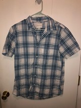 American Eagle Mens Medium Plaid Cotton Button Front Short Sleeve Shirt - $7.91
