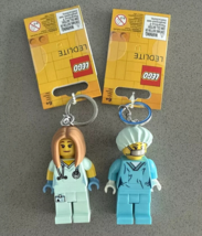 LEGO LED Keychain Light Surgeon &amp; Nurse Set 3&quot; Minifigure Lot Of 2 NEW - $21.84