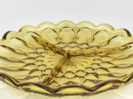 Amber Glass 3 Section Divided Relish Serving Dish 9&quot; Vintage Stunning Condition! - £10.06 GBP
