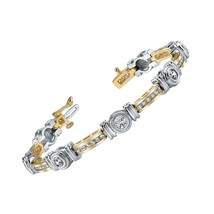 2Ct Round Simulated Diamond Link Tennis Bracelet 14k Two Toned Gold Plated - £153.37 GBP