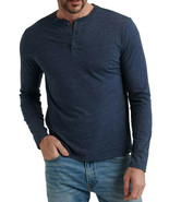 Lucky Brand Men&#39;s Blue Heather Long Sleeve Henley Tee T-Shirt, Sz 2XL XX... - £30.76 GBP