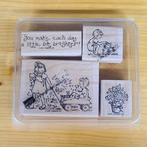 Stampin' Up Friendship Grows Set Of Four Stamps Wooden Stamp Blocks 2001 - $9.59