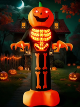 8FT Halloween Inflatable Blow up Decorations, Giant Skeleton Pumpkin Man... - $74.22 CAD