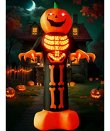 8FT Halloween Inflatable Blow up Decorations, Giant Skeleton Pumpkin Man... - $74.22 CAD