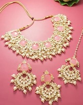 Gold Plated Kundan Studded Beaded Jewellery Set - $35.72