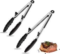 2 Pack Stainless Steel Kitchen Tongs for Cooking with Exquisite Pull Switch - £9.90 GBP