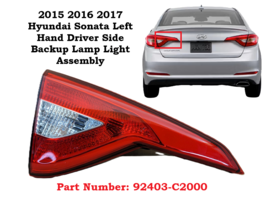 OEM 15-17 Hyundai Sonata Halogen Inner LH Driver Side Tail Light 92403-C... - $49.49