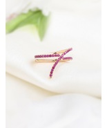 KICKY&amp;PERKY 925 Sterling Silver Rose Gold Plated Ruby Numerical 7 Ring F... - £111.02 GBP