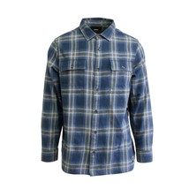 Vans Men&#39;s Dress Blue Stormy Weather Straight Hem Melange L/S Flannel Shirt - £18.28 GBP