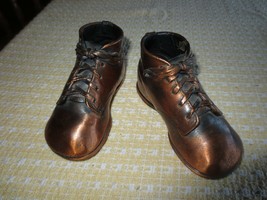 Vintage EDWARDS High Top COPPER Laced BABY SHOES - 5 1/4&quot; x 2 5/8&quot; High - $10.00