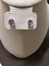 Monet Blue Glass Silver Tone Post Earrings Vintage - £30.46 GBP