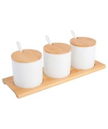 Gibson Gracious Dining 10 Piece Fine Ceramic Condiment Jars with Bamboo ... - $80.47 CAD