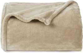 Phf Ultra Soft Fleece Throw Blanket, No Shed No Pilling Luxury Plush, Khaki. - $17.55